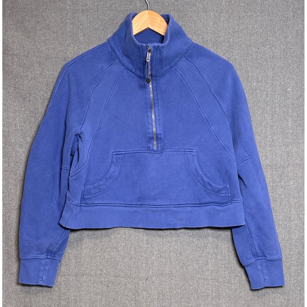 Lululemon Scuba Oversized Half Zip  Sweatshirt Blue Sz XS/S Thumbholes
